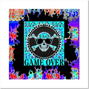 Game Over Blue Graphic Posters and Art